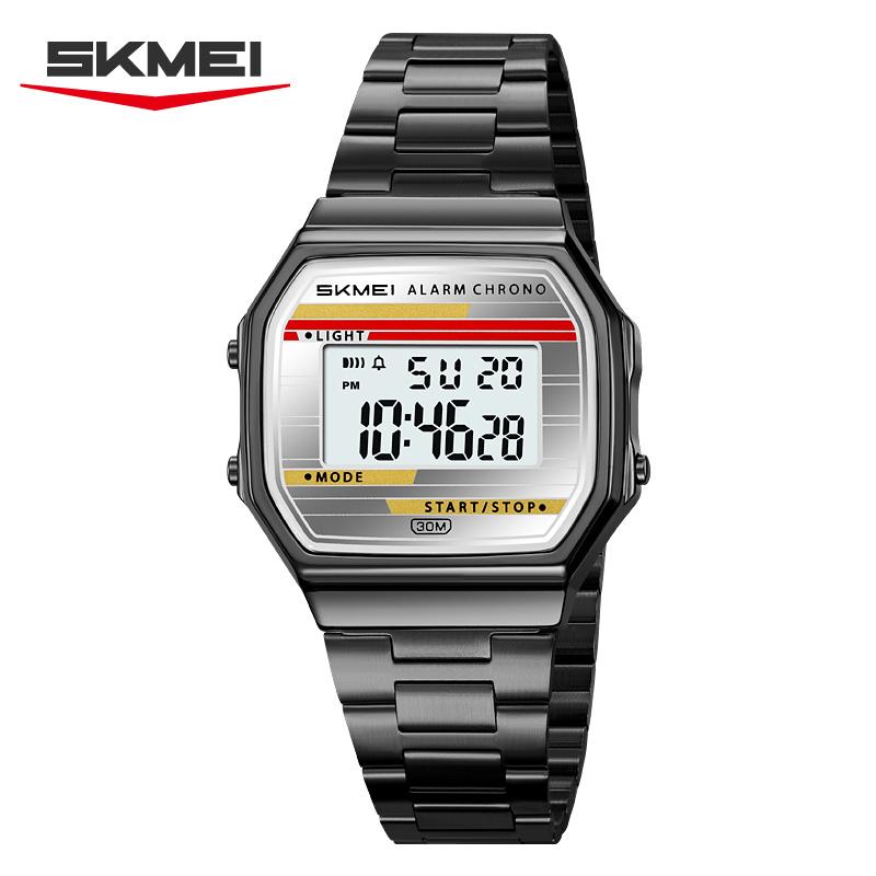 SKMEI 2514 Watch for Men Luxury Stainless Steel Waterproof Sports Digital Mens Wristwatches Relogio Masculino 1123 Alarm Clock