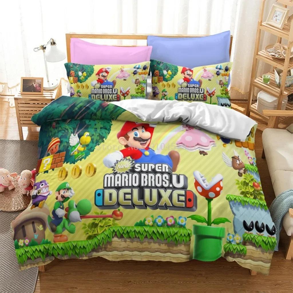 Комплект постельного белья с принтом Super Mario Уютный и теплый комплект для декора спальни и улучшения домашней жизни Подарки для подростков