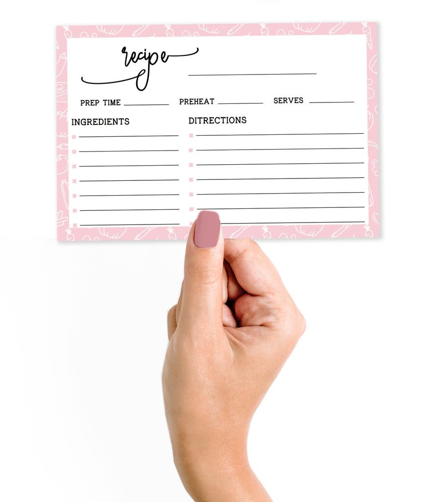 Inkdotpot 4x6 Inch Recipe Cards (Set of 50) , Thick Double Sided Premium Card Stock- Modern Style White Recipe Notecards