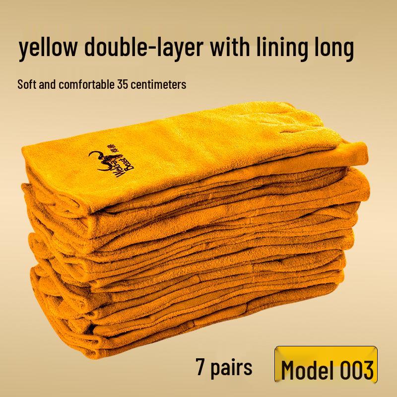 Сварочные перчатки из коровьей кожи, термостойкие - Защита от ожогов, износостойкие, длинные, для защиты труда