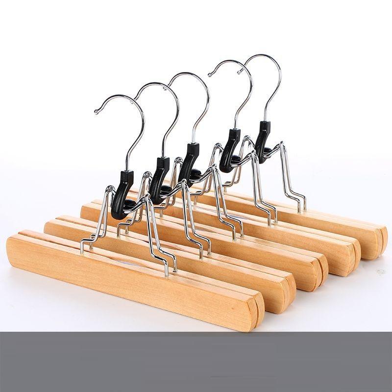 5-30PCS Wooden Pants Skirt Hangers Smooth Solid Wood Non Slip Jeans Slack Clamp Hangers Hair Extension Hangers with Swivel Hook