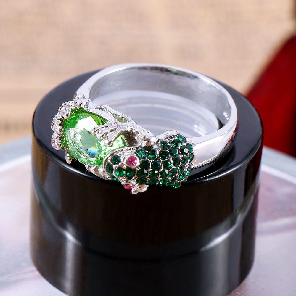 Кольцо для пальца с огранкой в виде овала, очаровательная зеленая богатая лягушка, аксессуары, ювелирные изделия, свадебный подарок на день рождения