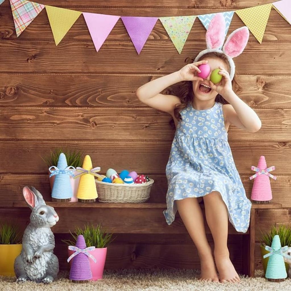 Пасхальные мини-деревья, обернутые пряжей - пастельные разноцветные - пасхальные украшения, 5 шт.