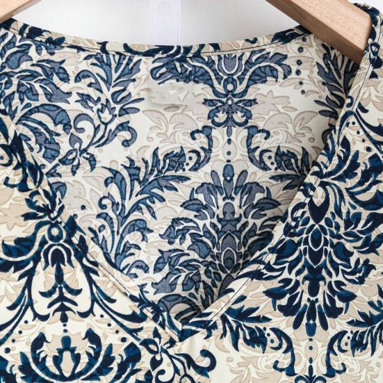 Комплект из 2 предметов: женский топ и брюки, круглый вырез, ретро-принт, короткие рукава, блузка, широкие брюки с эластичной резинкой на талии, повседневный свободный наряд для бабушки