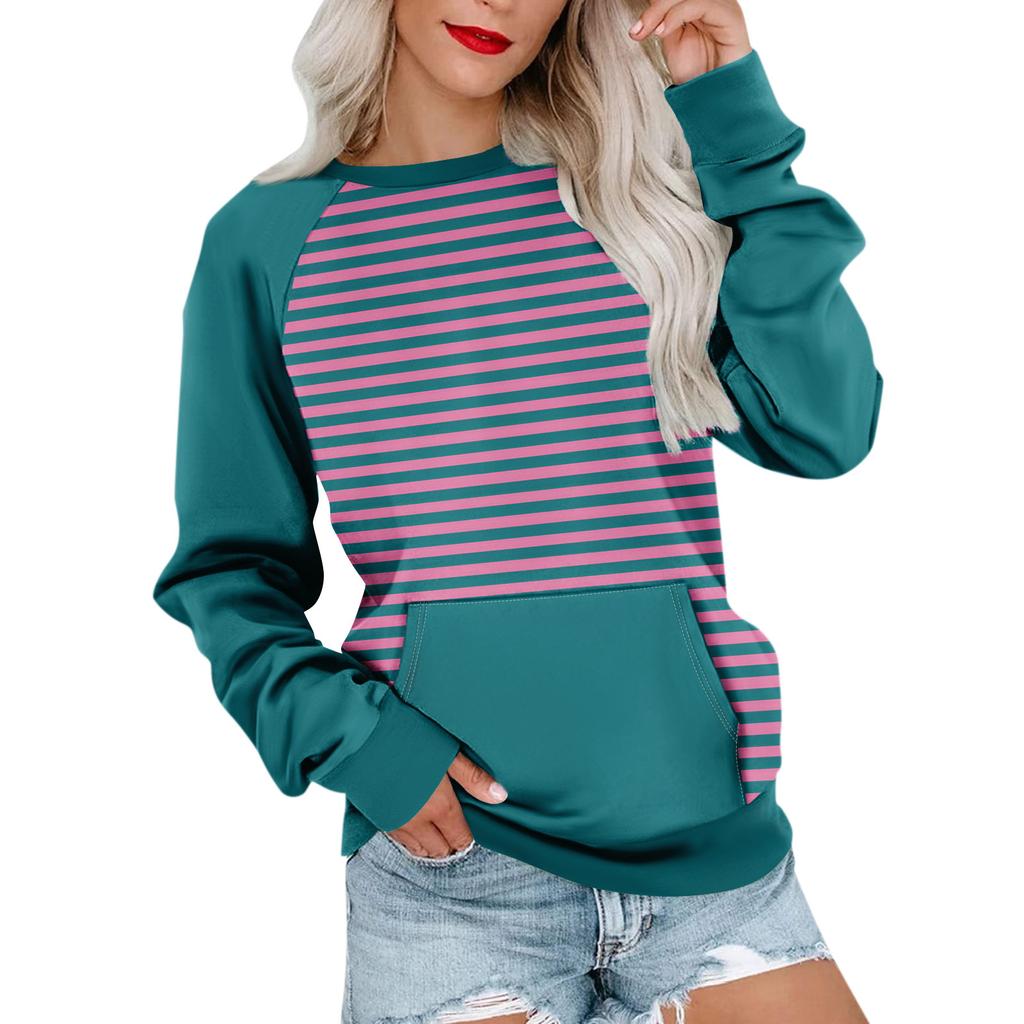 Женская толстовка с длинным рукавом, повседневная, с круглым вырезом, симпатичная, с принтом, легкая толстовка с карманом