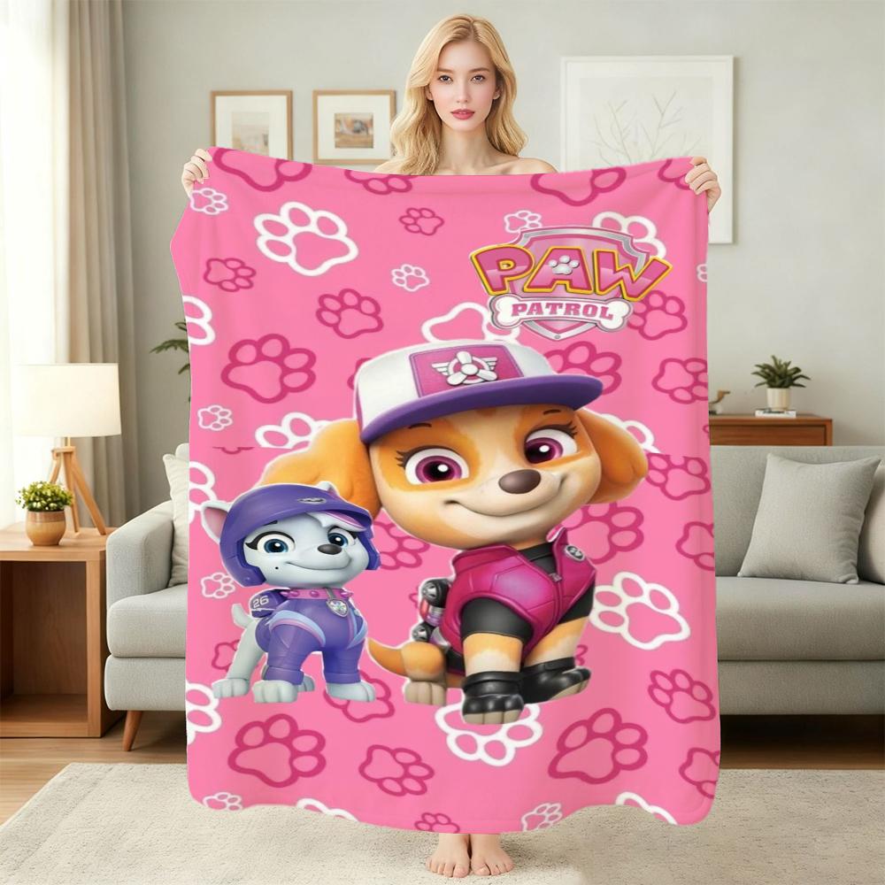Cute Paw Patrol Pups Anime Cartoon Flannel Blanket Soft Warm Throw Blanket For Living Room Sofa Nap Lightweight Home Decor Birthday Gift