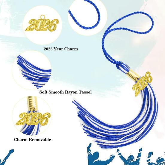 Кисточка для выпускного 2026 года 16" Кисточка для выпускной шляпы Шарм-подвески с кисточкой года 2026 для вечеринки, церемонии, аксессуары