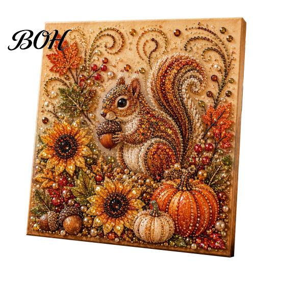 Relaxing Stress Relief Hobbies Autumn Faux Pearl Painting Kit, Fall Theme Art DIY Kit for Craft Sets Adults Adults, Fox Pumpkin 3D Set Thanksgiving