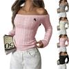Women's Fashion Off-the-shoulder Solid Color Long-sleeved Sweater