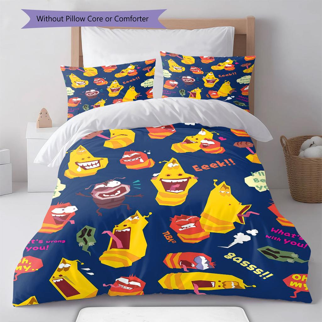 Larva Art Pattern Bedding Home Decoration Birthday Gift ( 1 duvet cover + 2 pillowcase, without core),fan merchandise.