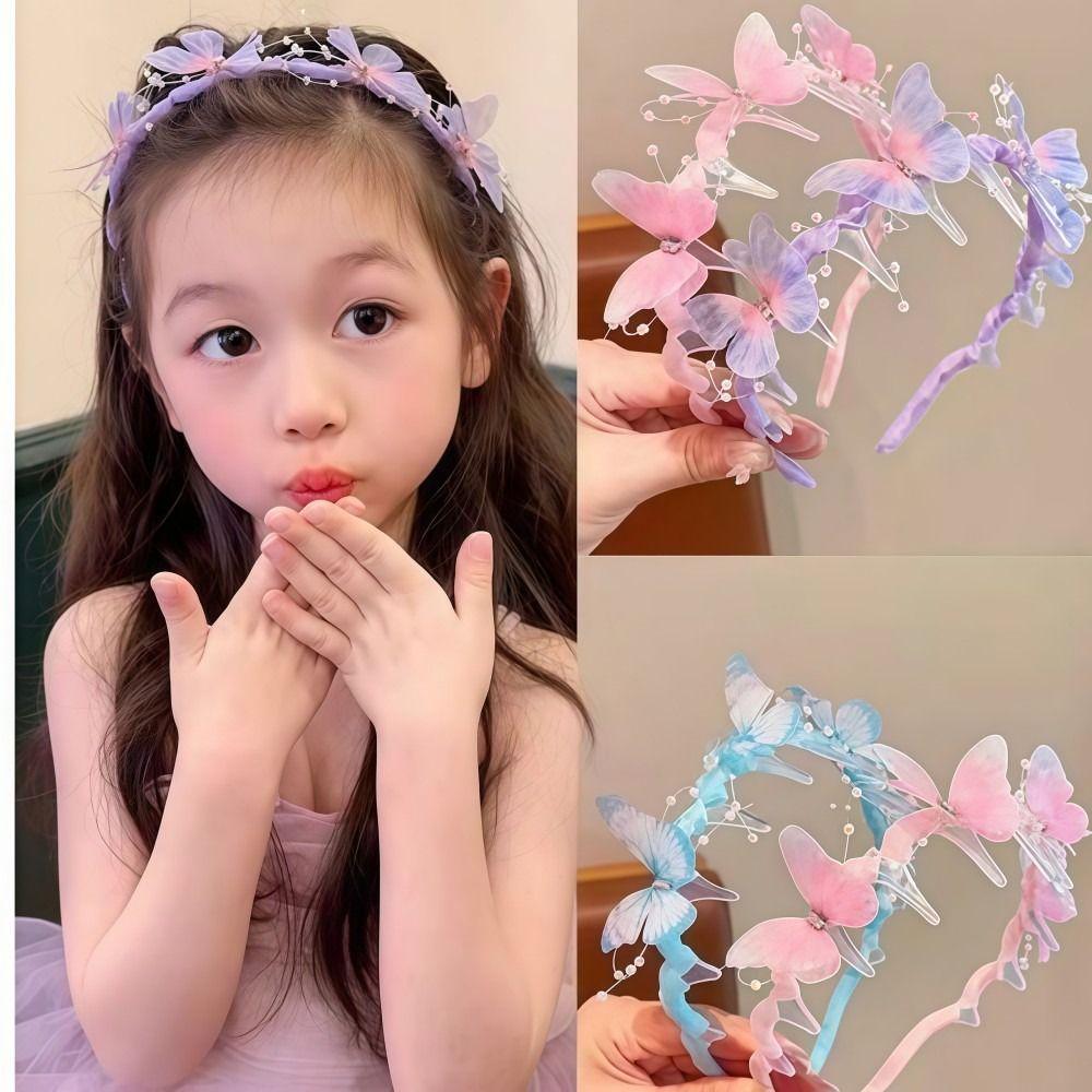 Cute Children Streamer Hair Hoop Shiny Fairy Pearl Hairband Gifts Princess Headband for Kids Girls