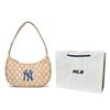 MLB Monogram Series Vintage Floral Print NY Yankees Underarm Bag Mahjong Bag Women Shoulder Bag Cream-Latte 3ABQS012N-50BGD