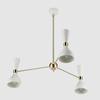 Mid Century Chandelier 3 Arm Stilnovo Light Fixture Modern Brass Ceiling Lamp