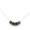 Stones and Minerals. Black Agate + Seraphinite Pearl Necklace from Russia 8 Mm. Chain Necklace for Women, Men. Custom Size