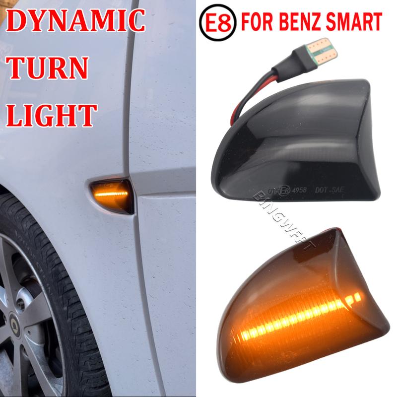 (Left+Right) For Mercedes Benz Smart Fortwo W451 Coupe Cabrio LED Dynamic Turn Signal Side Marker Light Sequential Blinker