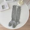 Lace Bow Calf Socks Women'S Solid Color Season Thin Curled Black And White Girl Style Stacking Socks