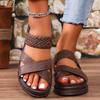 Cross-border Large-size Women's Shoes Casual Sandals European and American New Flat-heeled Thick-soled Cross-woven Women's Cool Slippers