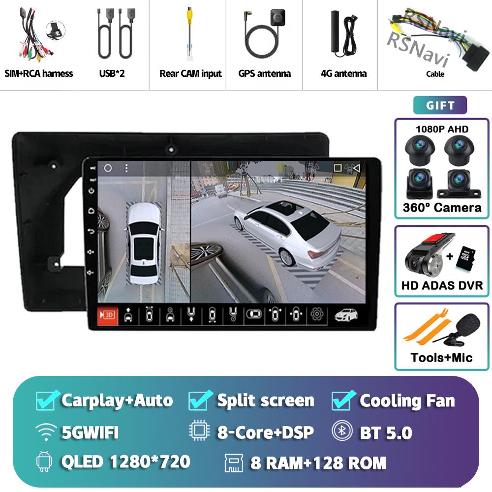 Android 14 Carplay Car Radio для Citroen C5 2009 Мультимедийный видеоплеер Навигация GPS Стерео 2Din DVD AI Voice 360 Камера DSP