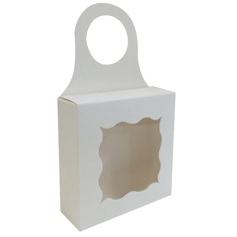 WTEMPO 50PCS Wine Bottle Hanging Boxes with Transparent Wave Window Gifts Kraft Paper Boxes Champagne Hanging Treat Boxes, Mini Charcuterie Boxes