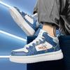 Fashion Blue Cartoon Skateboard Shoes Men Kids High Top Skate Sneakers Men Casual Platform Leather Trainer Anime Sneakers Male