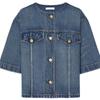Edition Women's Turkish Cotton Retro Round Neck Denim Jacket