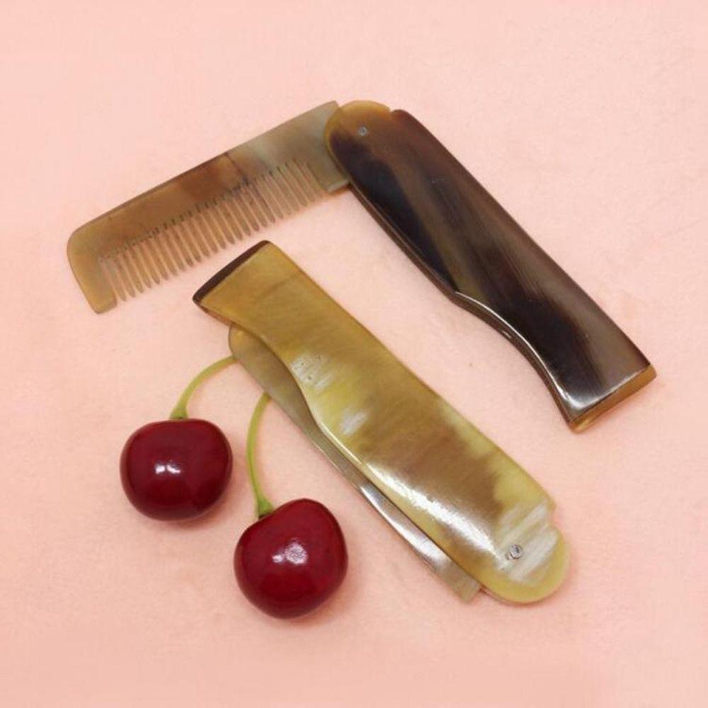 2 шт. антистатическая расческа из бычьего рога, легкая, предотвращает выпадение волос, портативная складная щетка для волос, дорожная