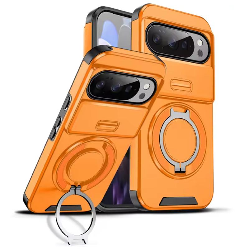 Чехол Armor Funda для Google Pixel 10 9 Pro XL 10Pro с магнитным кольцом-подставкой для Pixel 9A 8A 7 P Pixel 10A Чехол с защитой сдвижной линзы
