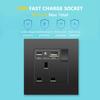Черная настенная розетка UK 13A с USB Type C 18 Вт для быстрой зарядки, универсальная настенная розетка 220 В, электрический выключатель света