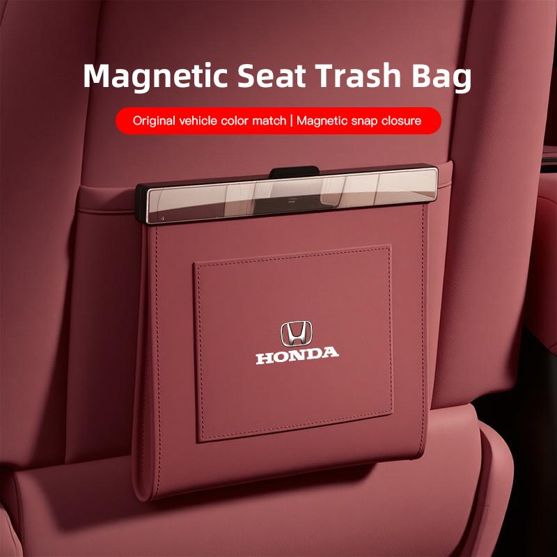 rlbn5 Car Leather Garbage Bag Magnetic Adsorption Seat Back Hanging Storage Bag For Honda Civic FIT CRV Accord Jazz HRV Vezel CRZ CRX