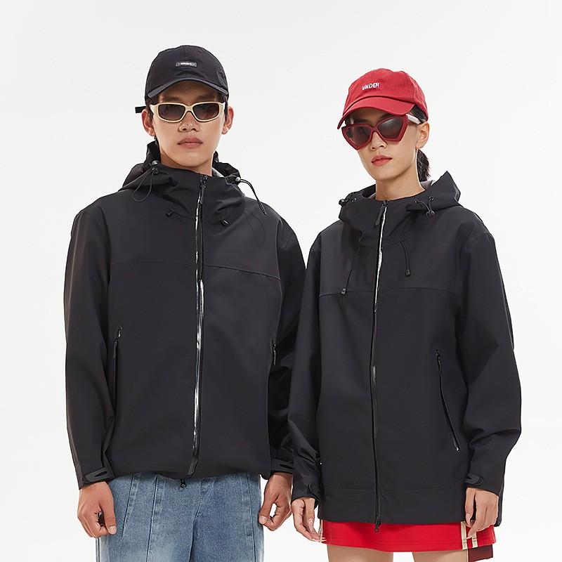 Men Women Waterproof Breathable Hiking Jacket Raincoat Outdoor Climbing Windproof Fall Season Loose Fit Hooded Shell