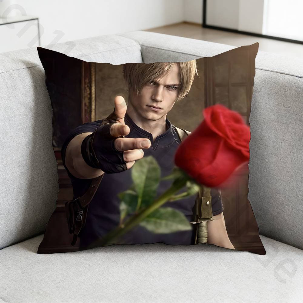 Чехол на подушку Resident Evil Леон Кеннеди Чехол от пылевых клещей Невидимая молния шелковистый короткий плюш Чехол на подушку для дивана
