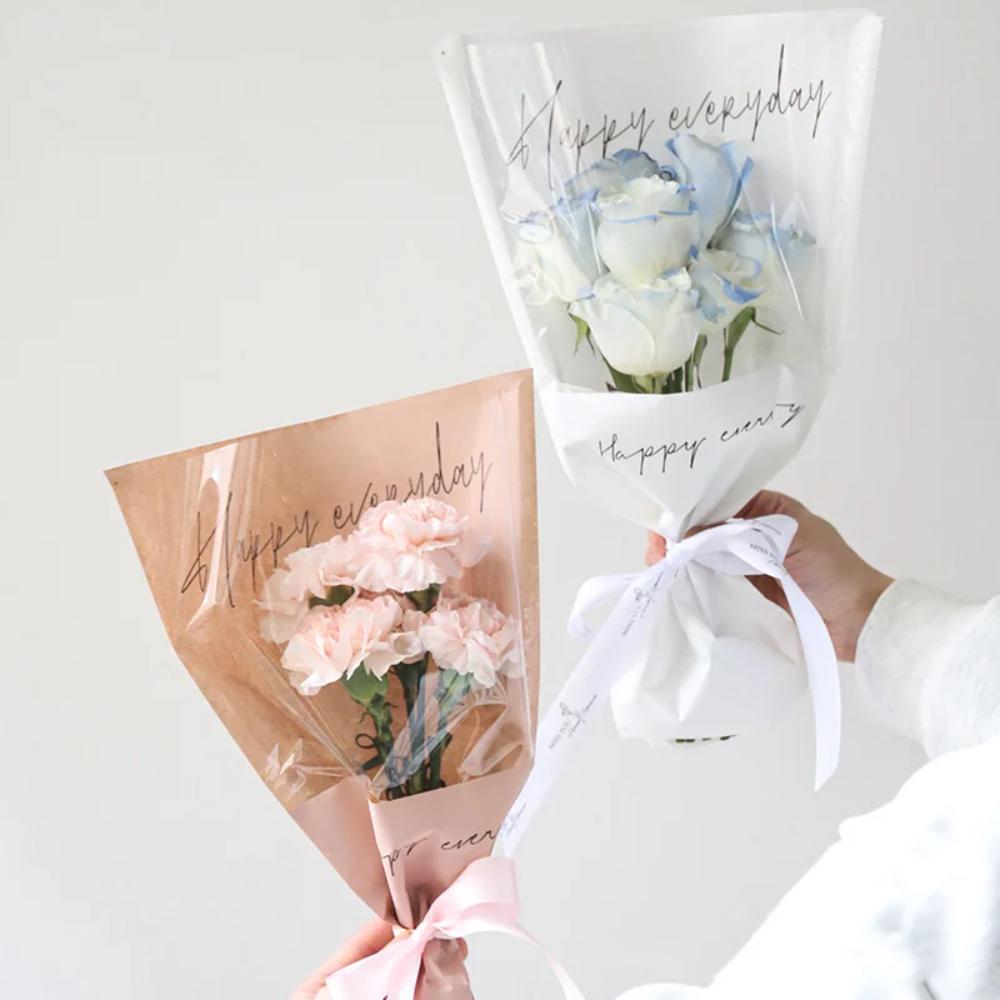 20pcs Pure Color Bouquet Packaging Bags Plastic Gift Bag Flower Packaging Bags Mother's Day