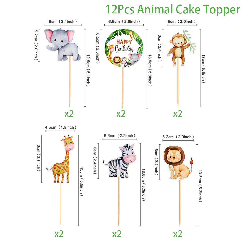 Dinosaur Paper Cake Insert Topper Ice Cream Butterfly Farm Birthday Party Decor Kids Dessert Insert Jungle Animal Cake Topper