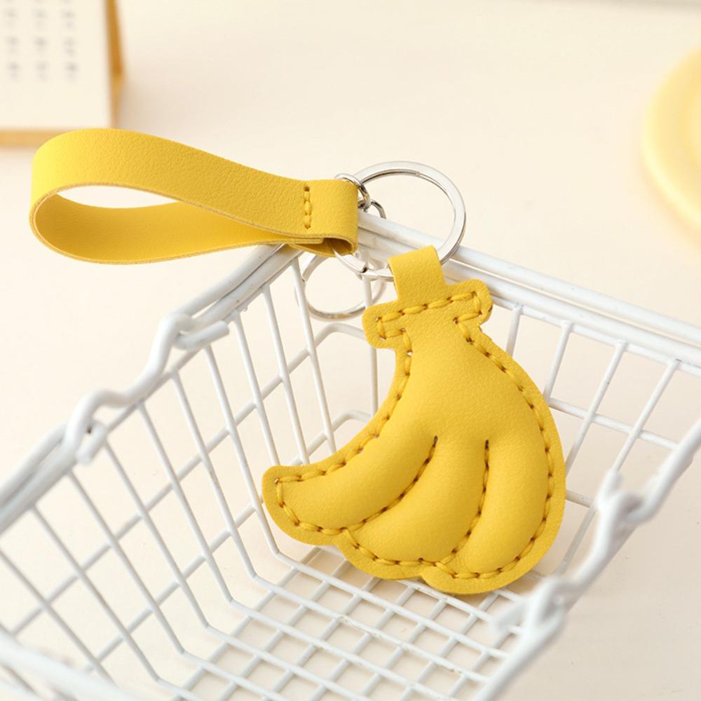 Cute Fruit Pendant Strawberry Bag Pendant Creative Leather Keychain  Men