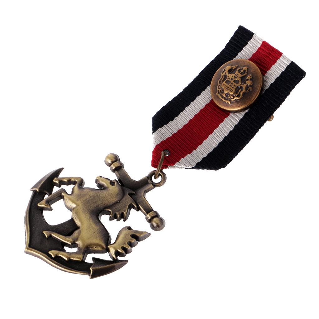 2 Pieces Unisex Vintage Navy Style Suit Medal Brooch Lapel Pin Punk Jewelry