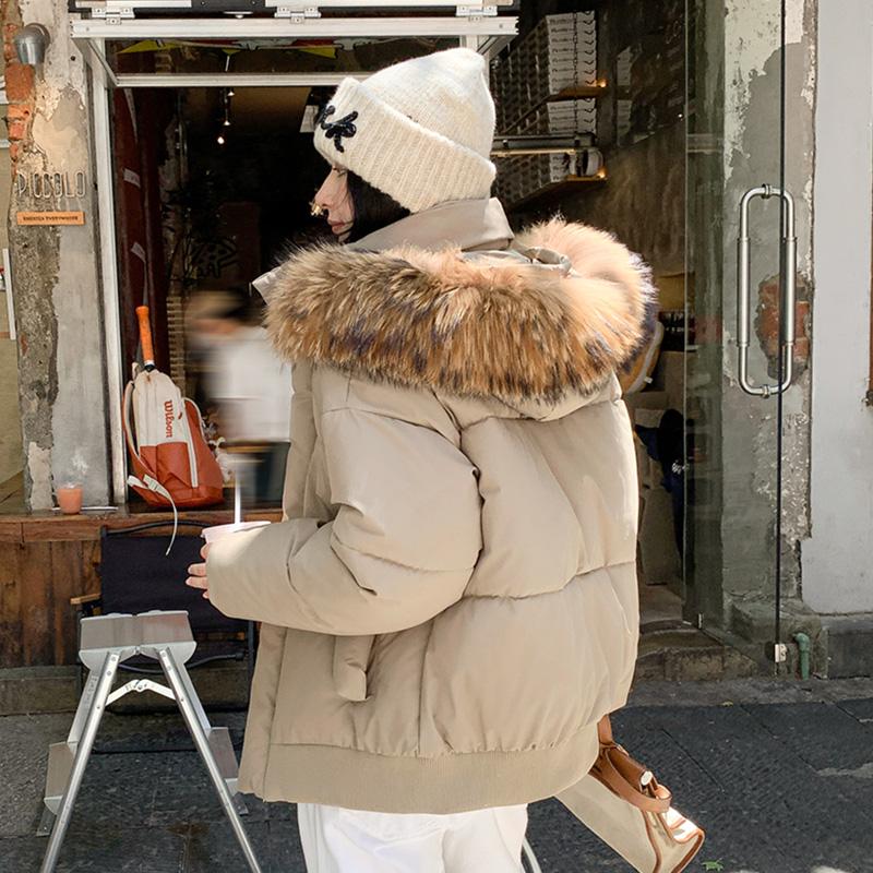 Осень-зима, утепленная теплая парка, женская повседневная милая однотонная Свободная куртка с капюшоном и большим карманом, верхняя одежда