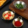 Double Ear Seasoning Plate Stainless Steel Gold Silver Condiment Saucer Dipping Bowl Sushi Sauce Dish for Kitchen Convenience
