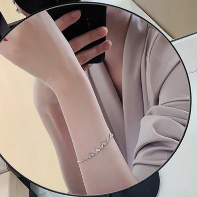 Женский браслет с регулируемой длиной, кисточкой, стразами, сердцем, полированным сплавом, наручные украшения, подарок для дочери, жены, подруги, повседневная одежда, парный браслет