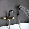 Tuqiu Bathtub Shower Set Wall Mounted Rose Gold White Bathtub Faucet, Bathroom Cold & Hot Bath and Shower Mixer Taps Brass