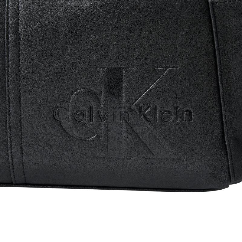 Calvin Klein Элегантная Повседневная Наплечная Сумка для Поездок с Тиснеными Буквами из Синтетической Кожи Женские сумки Космический-Черный 4F3876G-UB1