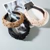 Women Hair Band Pearl Velvet Bow Wide Edge Headband Mesh Headwear