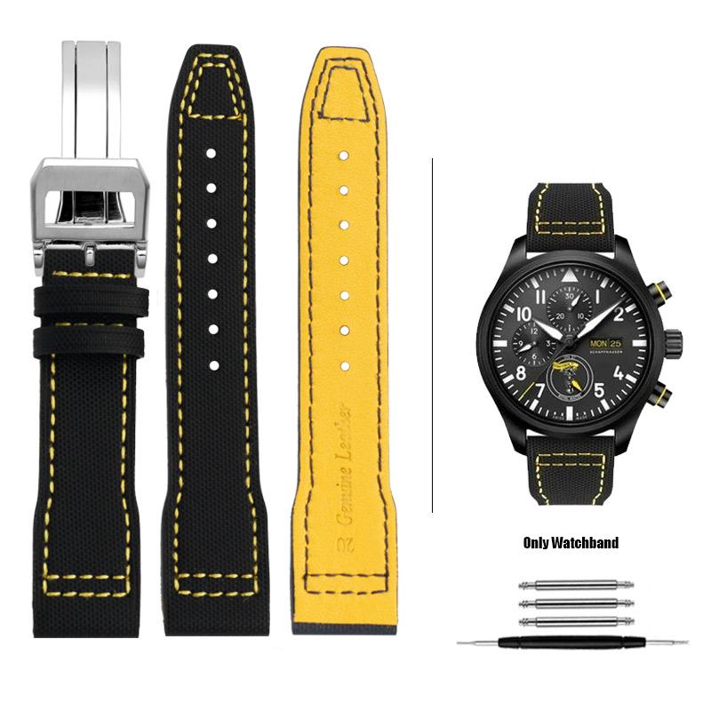 Кожано-нейлоновый ремешок для часов IWC Pilot Little Prince Mark IW388103 IW378005/003/001 Быстросъемный ремешок из коровьей кожи 20 мм 21 мм