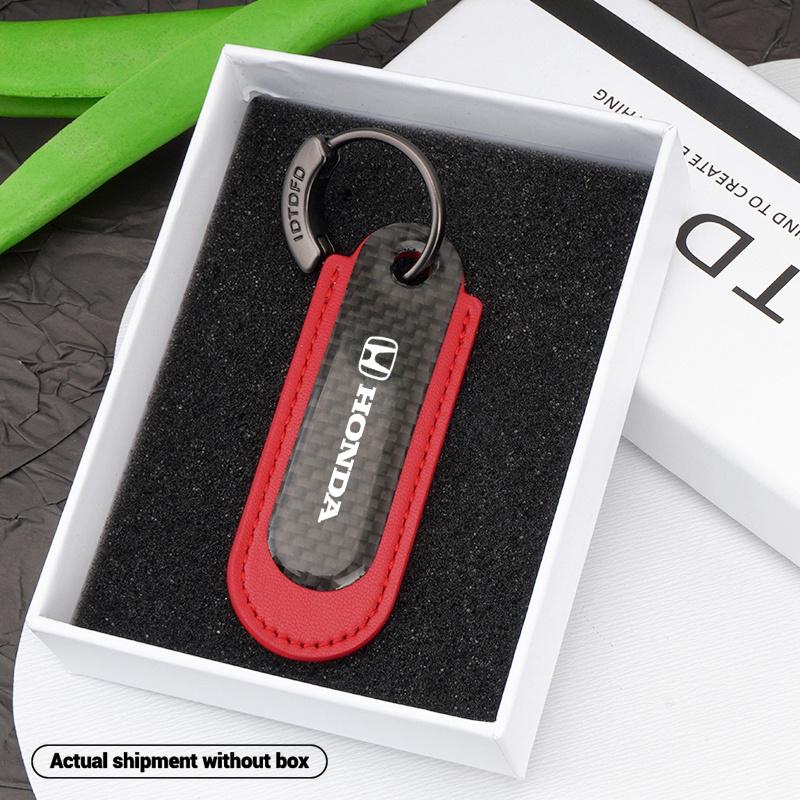 1pcs Carbon Fibre Leather Keychain Creative Car Keyring For Honda Civic XR-V CR-Z CRV HRV City Accord Legend Jazz RR VTi Fit BO8
