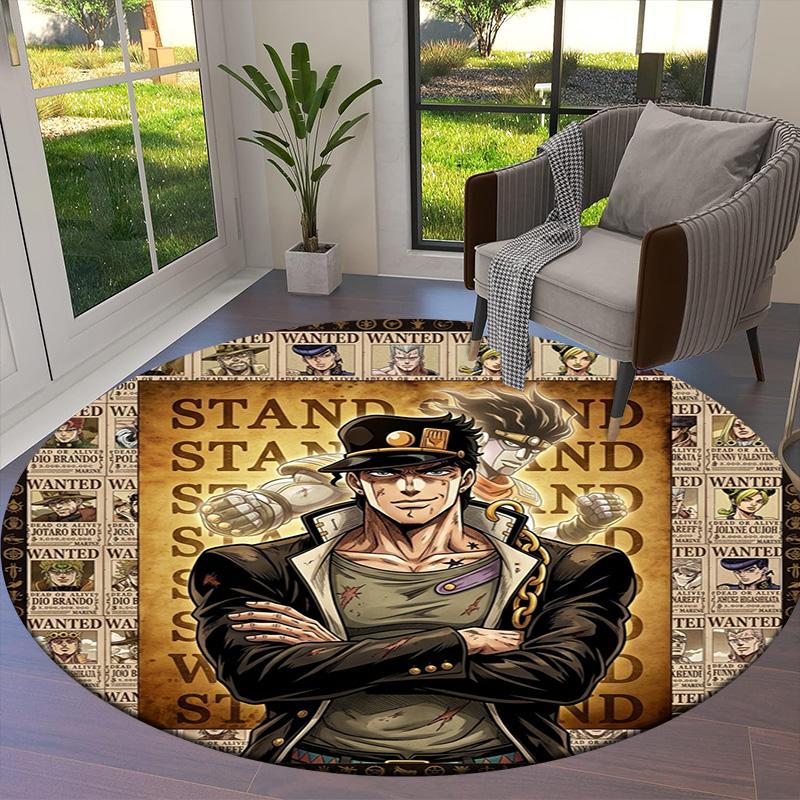 Ковер круглый ковер JoJo's Bizarre Adventure для гостиной, спальни, дивана, игровой комнаты, нескользящий коврик для пола