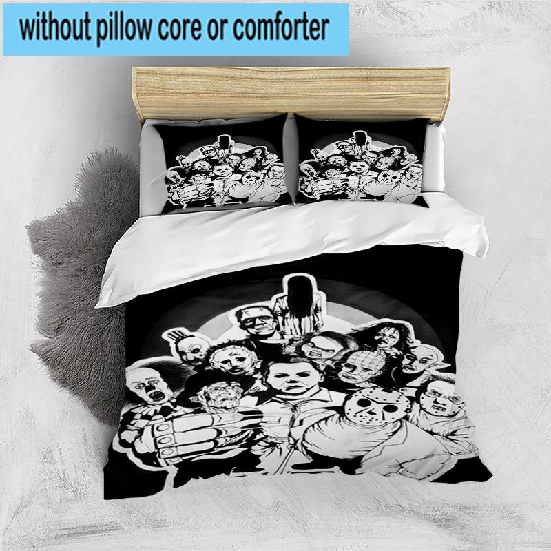 3PCS Horror Movie Icons 3pcs Bedding,Including 3PCS Duvet Cover And 2pcs Pillowcases Perfect for Christmas,Ideal for Bedroom, Dormitory