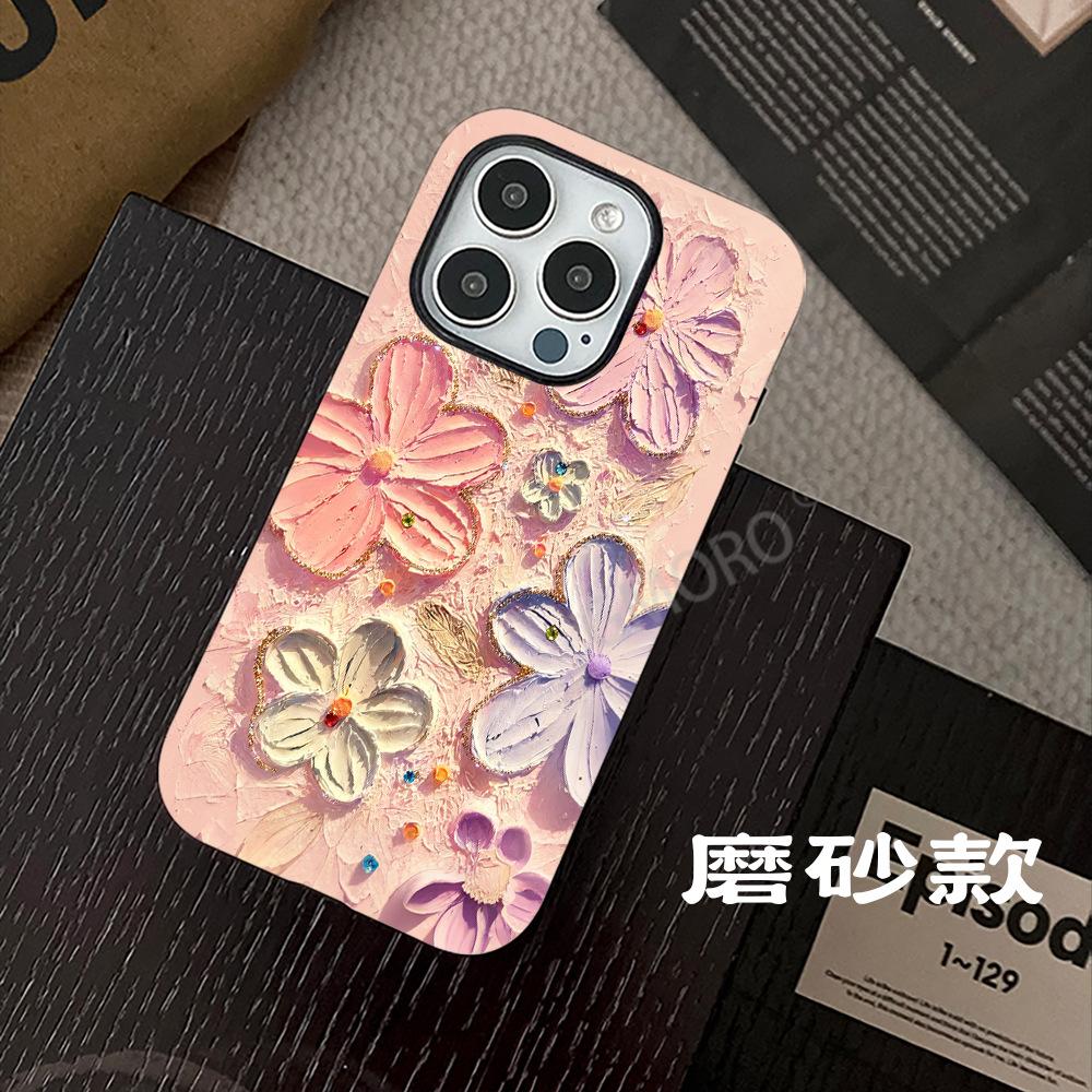 Хит продаж прозрачный чехол для телефона iPhone11promax с матовой пленкой и жесткой основой, с изображением трехмерной масляной живописи цветов