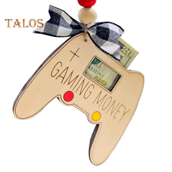 Handmade Wooden Money Holder Christmas Tree Reindeer Money Clip Wallet Ornament with Blessing Placing Money Dispenser for Christmas Tree Home