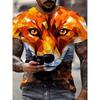 T-shirt Men's 3D Printed Fox Color Animal Print Top Summer Men Women Kids Fashion Casual Personality Oversized Crewneck T-shirt