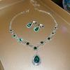 Комплект серег-кистей и ожерелья с кристаллами в форме капли - Роскошная элитная цепочка для ключицы для женщин