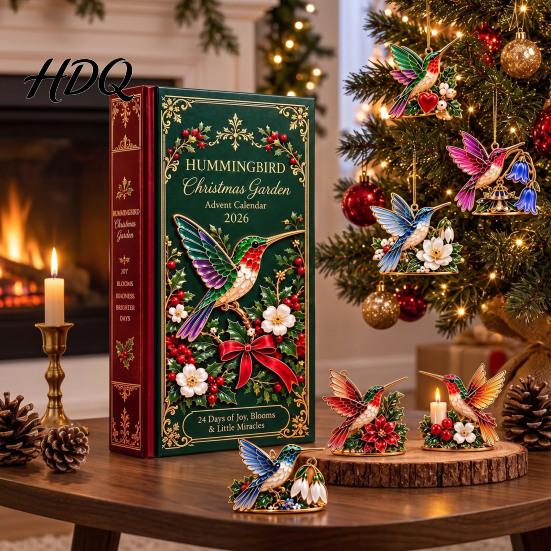 Акриловые 2D ornaments-птички Колибри Рождественский Садовый Календарь Адвента Календарь Обратного Отсчета на 24 Дня с Деревом